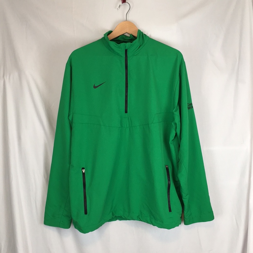 Men's Large Green Nike Dri-Fit 1/3 Zip Golf Jacket with Capelli Miles Bicep Logo